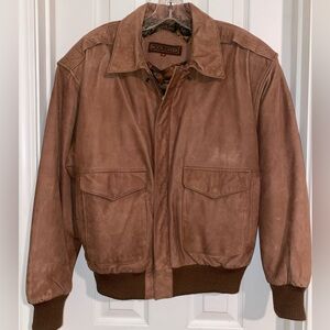 Men's Vintage Brown Leather Bomber Jacket‎